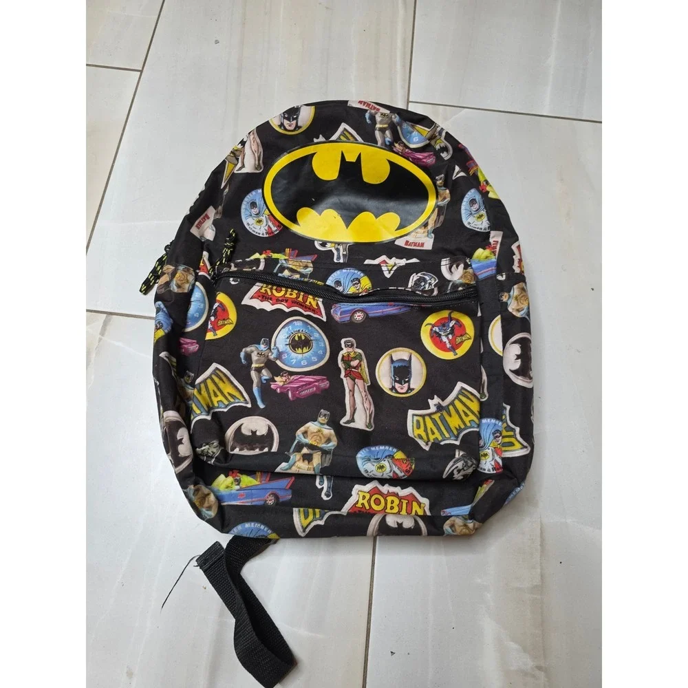 Batman and Robin‎ Comic Print Backpack Black Yellow DC Comics Superhero Bag